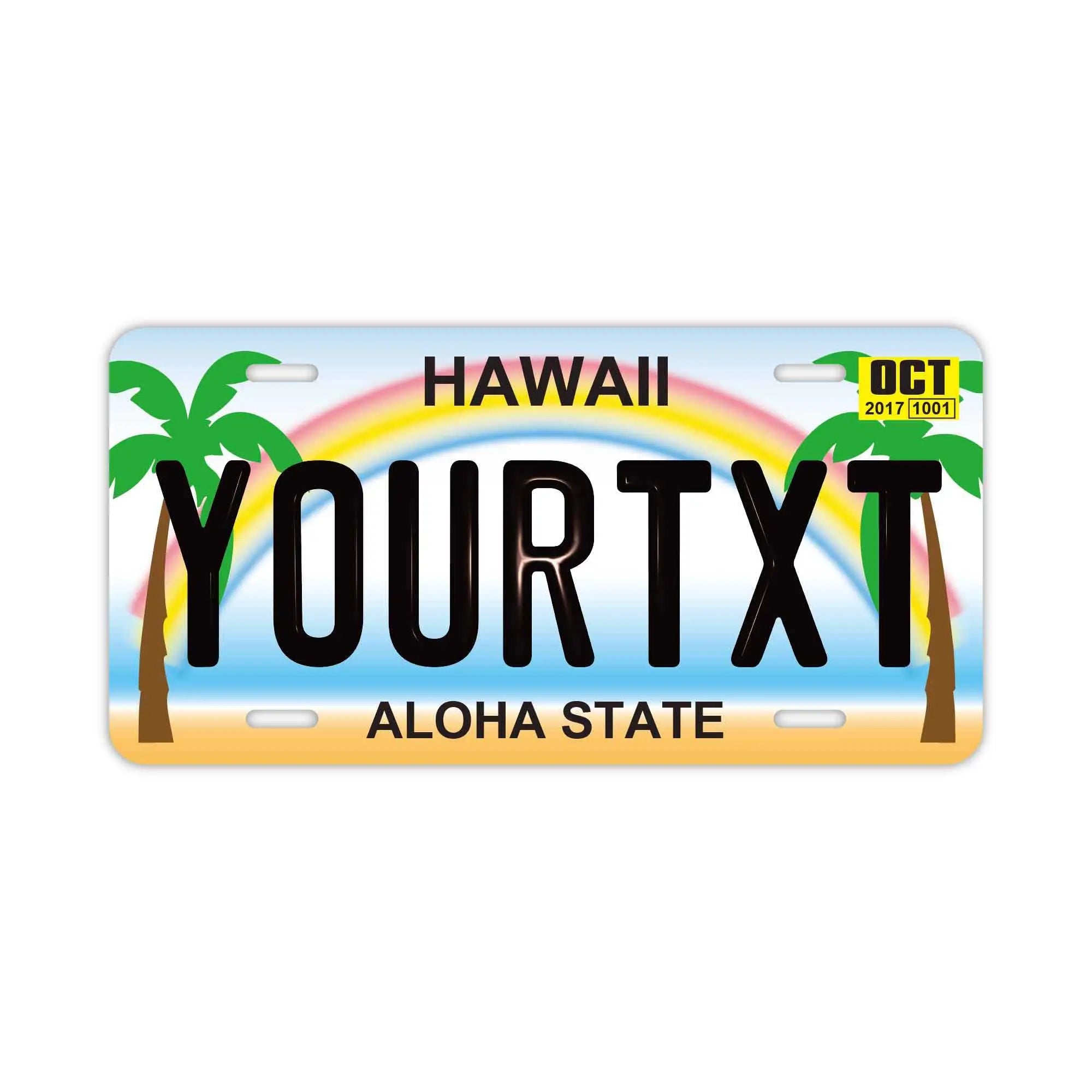 Targa personalizzata a forma di targa automobilistica [Grande - per auto USA] Hawaii - Palma / Targa americana originale in rilievo Targhetta personalizzata di design