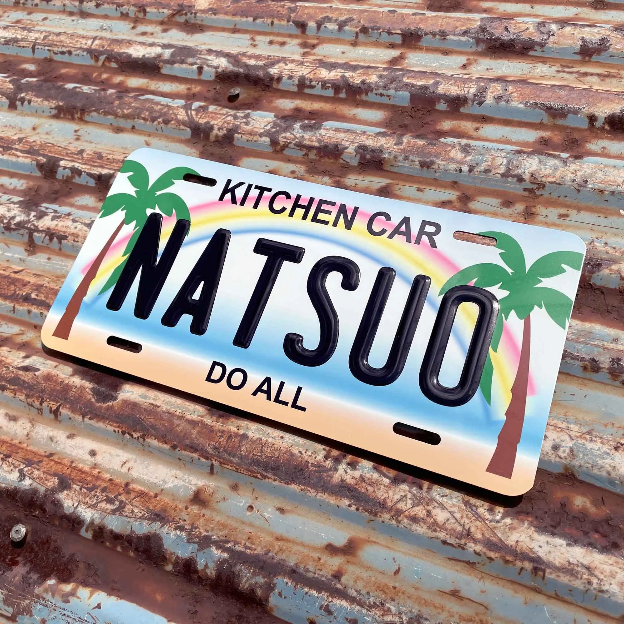 Targa personalizzata a forma di targa automobilistica [Grande - per auto USA] Hawaii - Palma / Targa americana originale in rilievo Targhetta personalizzata di design