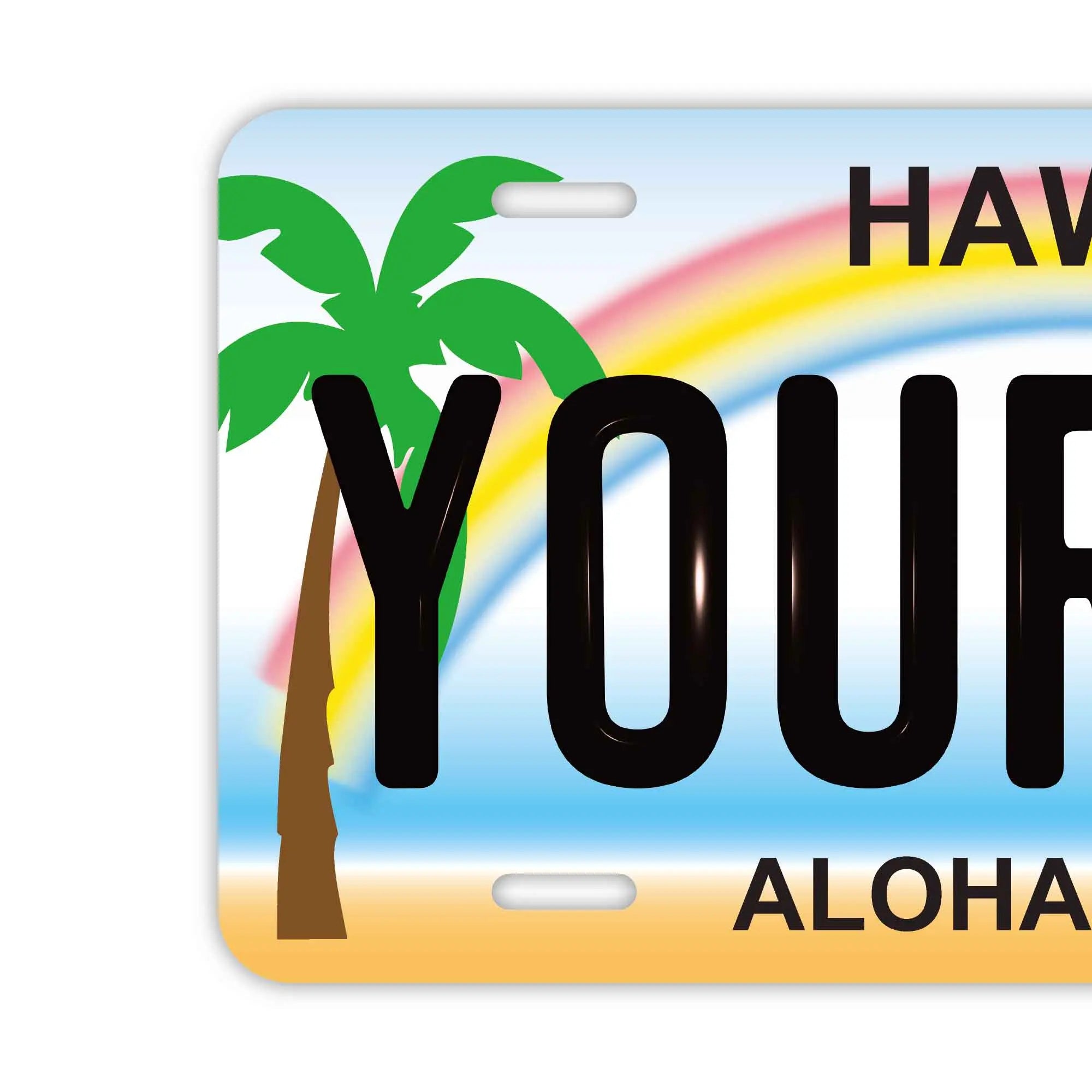 Targa personalizzata a forma di targa automobilistica [Grande - per auto USA] Hawaii - Palma / Targa americana originale in rilievo Targhetta personalizzata di design