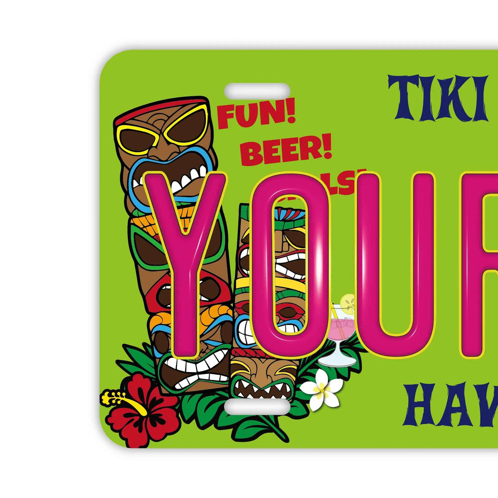 Targa personalizzata [Grande, per auto USA] Hawaii Tiki Bar / Targa americana originale in rilievo, insegna decorativa