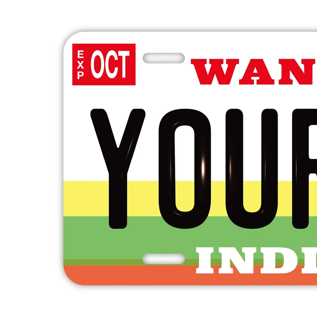 Insegna personalizzata tipo targa [Grande - Per auto USA] Indiana/Targa americana originale in rilievo Targhetta personalizzata di design