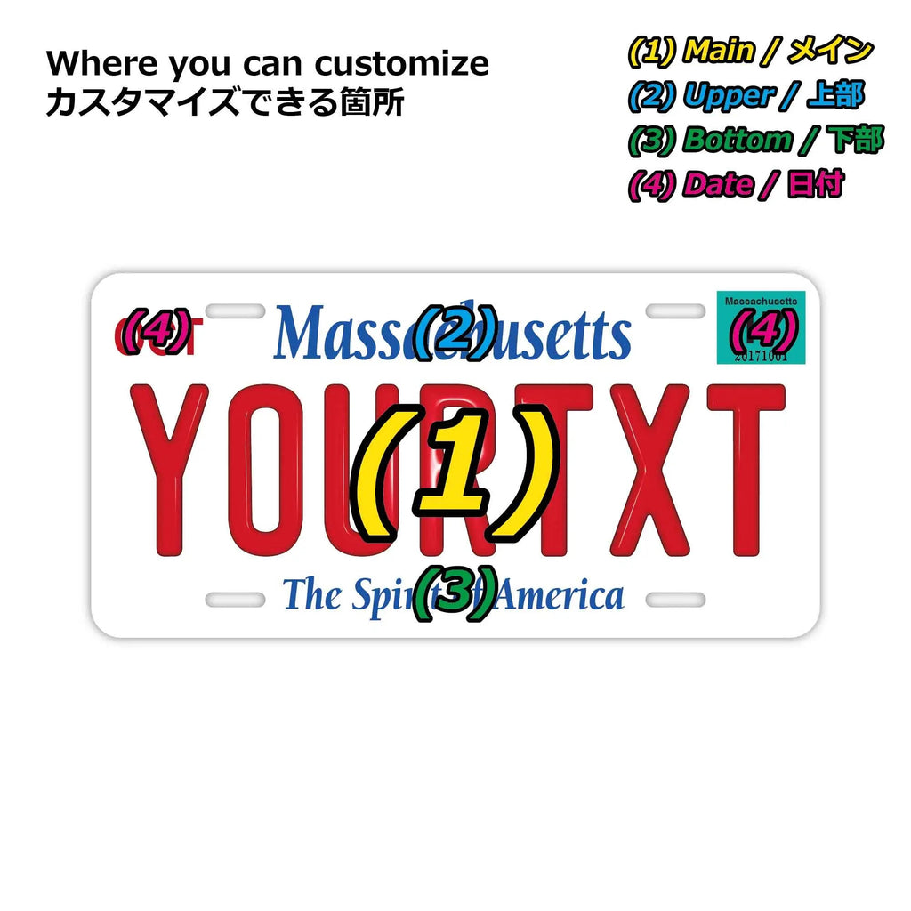 Insegna targa personalizzata [Grande - Per auto USA] Massachusetts/Targa in rilievo originale americana Elegante insegna per indirizzo