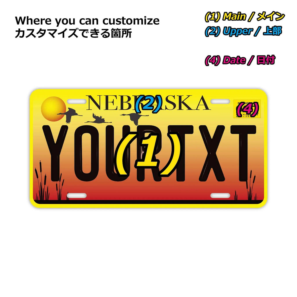 Targhetta decorativa personalizzata a forma di targa automobilistica [Grande - per auto USA] Nebraska/Targa americana originale in rilievo Targhetta personalizzata di design