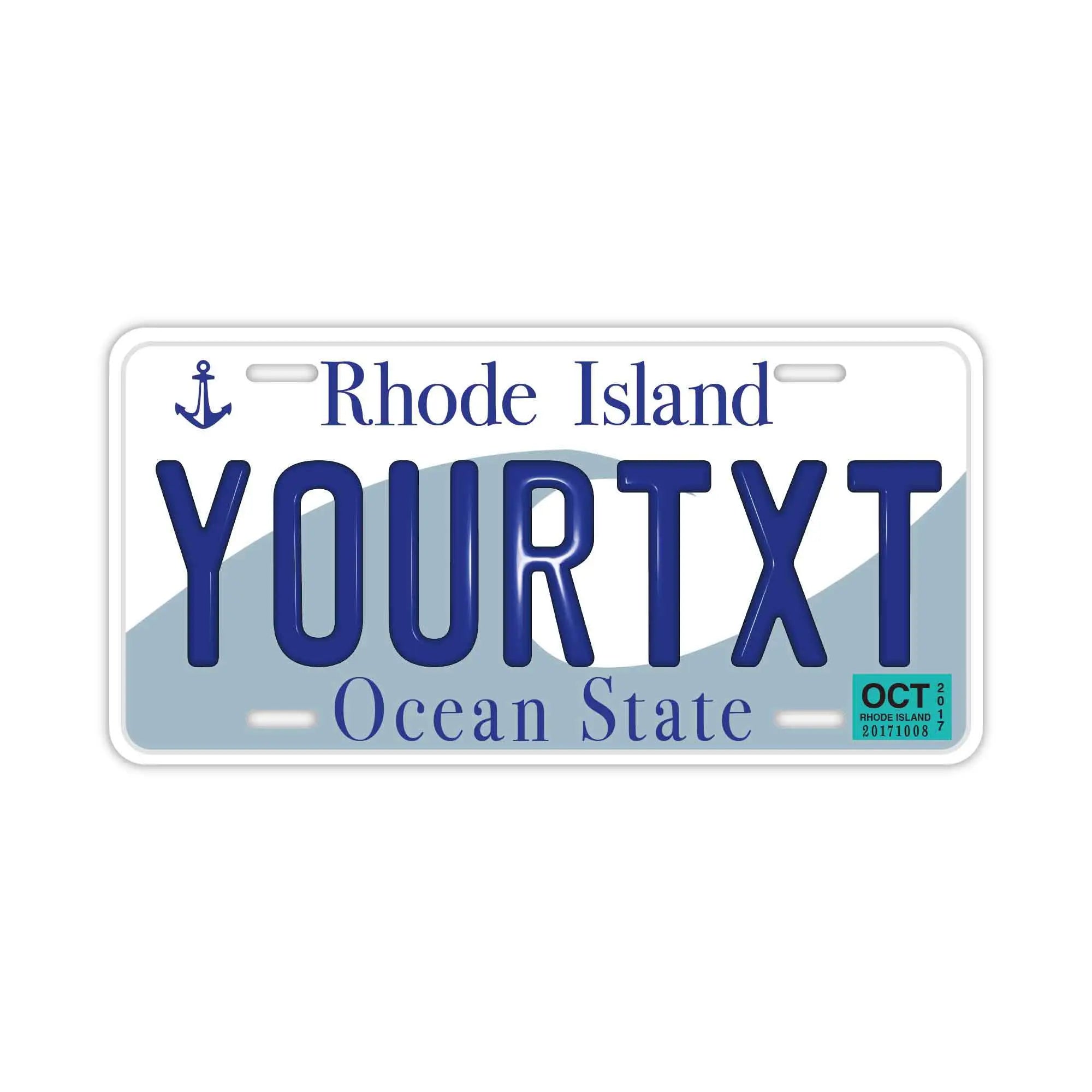 Insegna personalizzata tipo targa [grande, per auto USA] Rhode Island/Targa originale americana in rilievo, elegante insegna per targa