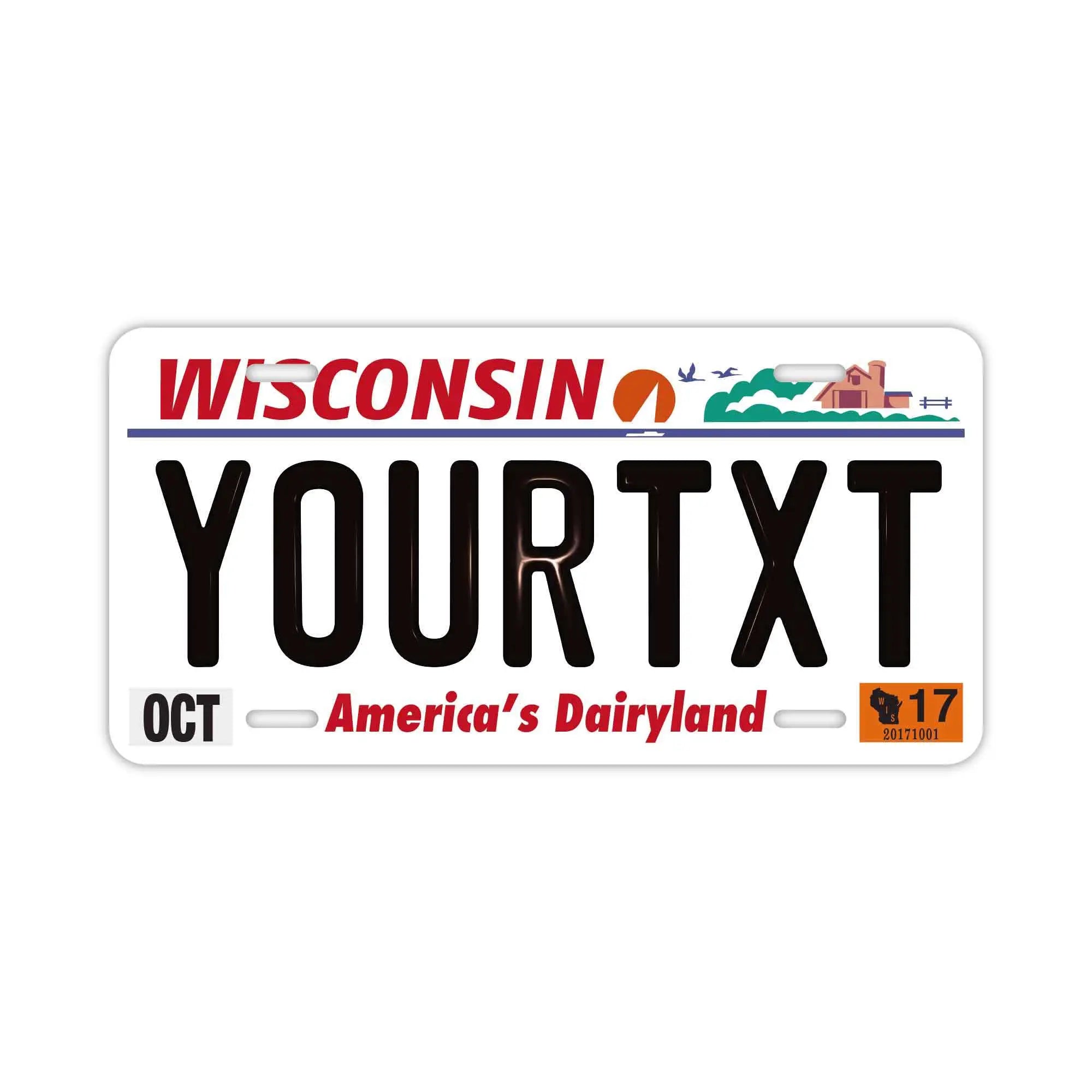 Targa personalizzata a rilievo [Grande, per auto americane] Wisconsin / Targa originale americana a rilievo insegna decorativa