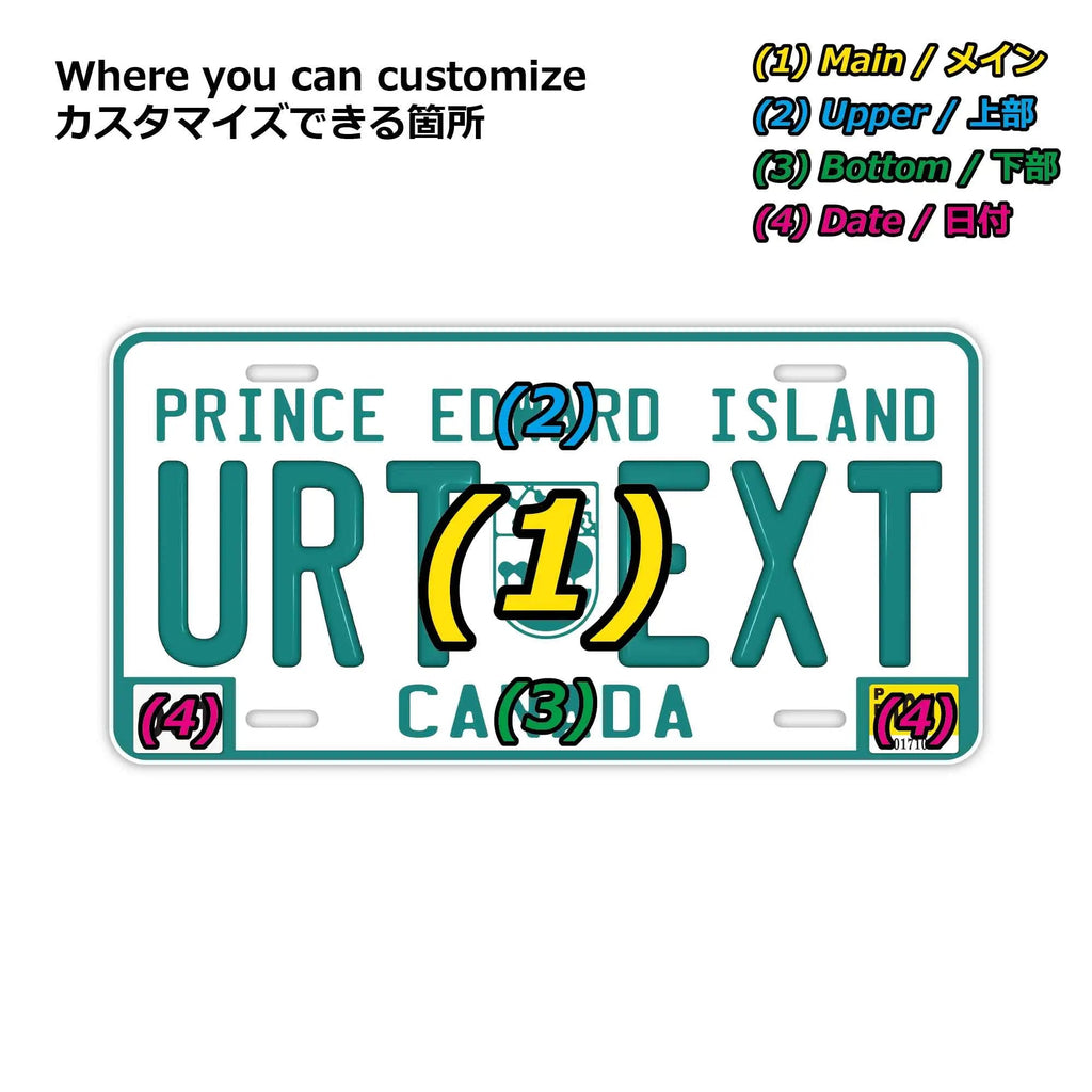 Insegna personalizzata tipo targa [Grande, per auto USA] Prince Edward Island / Targa originale canadese in rilievo, elegante insegna con nome