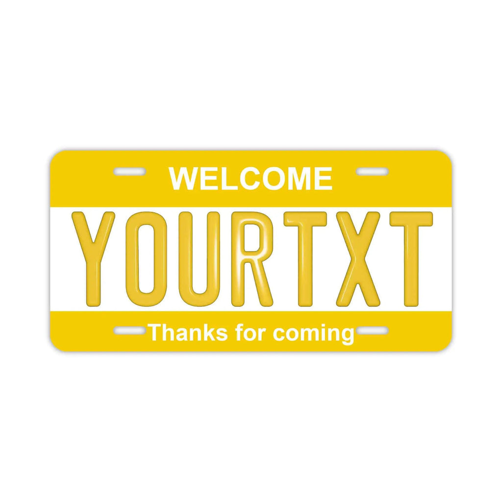 Targa personalizzata tipo "license plate" [Grande - per auto USA] Colore: Giallo / Targa originale americana con numeri a rilievo Targhetta personalizzata di design