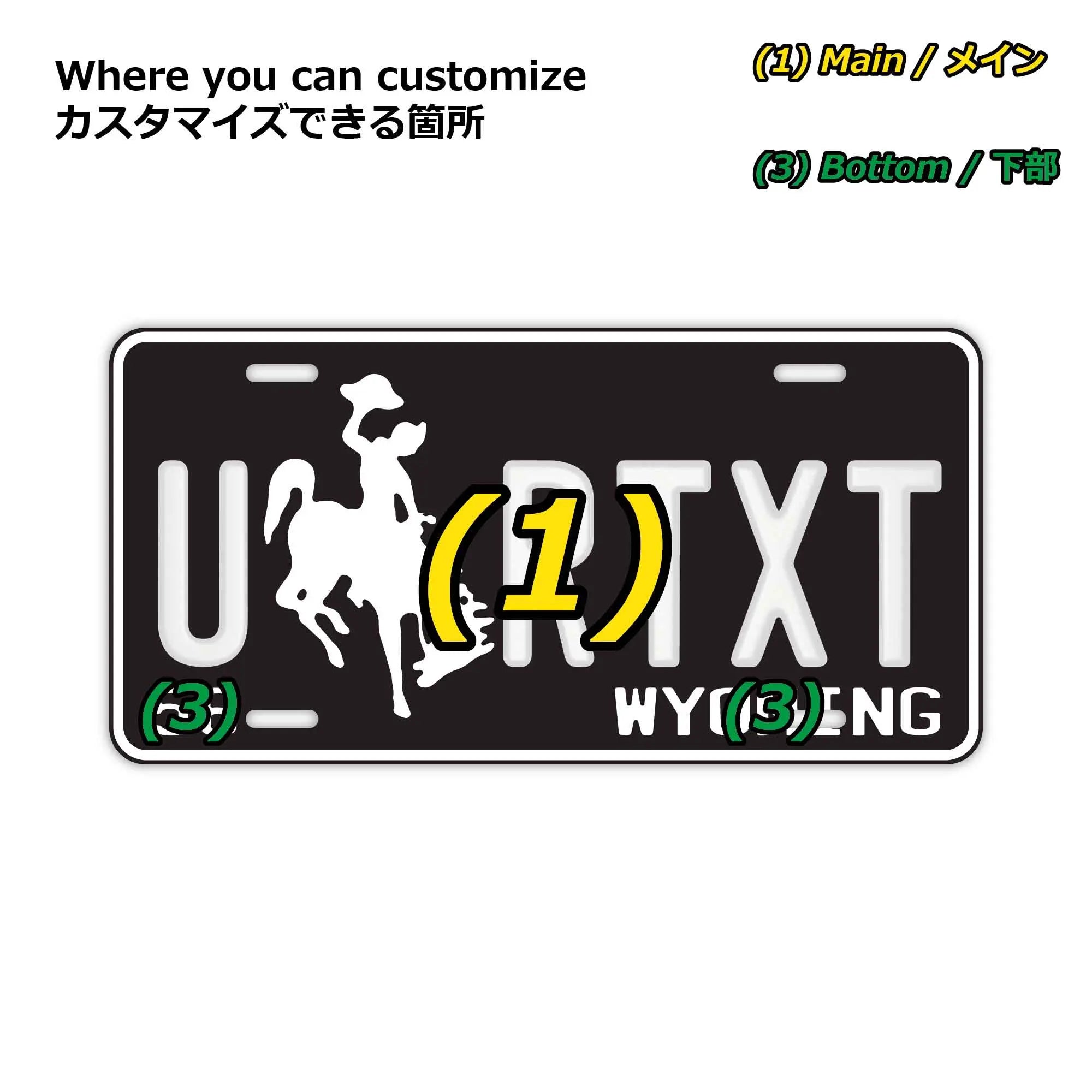 Targa decorativa personalizzata [Grande - Per auto USA] Wyoming 56/Targa americana originale in rilievo Targhetta personalizzata