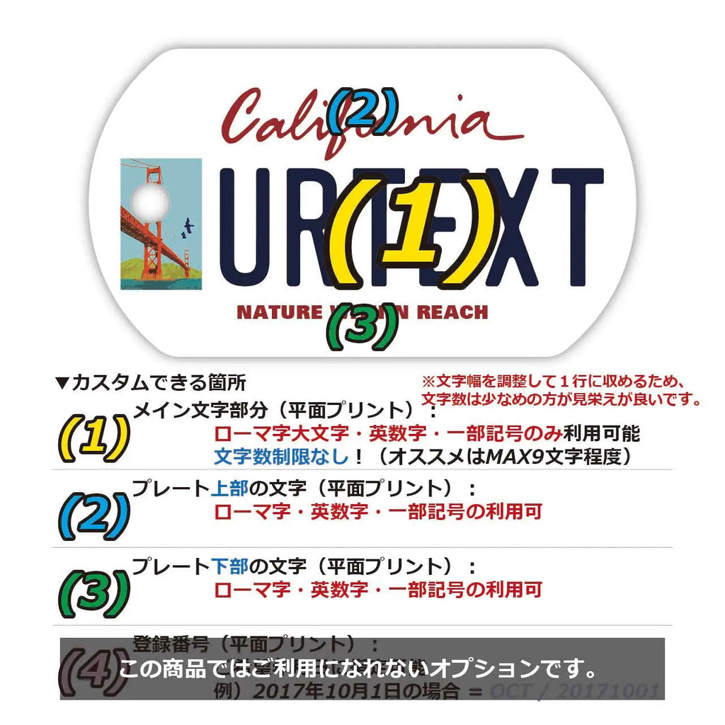 【Medaglietta identificativa per cani/Dog Tag】California-San Francisco Ver./Targhetta originale a forma di targa americana con nome personalizzato