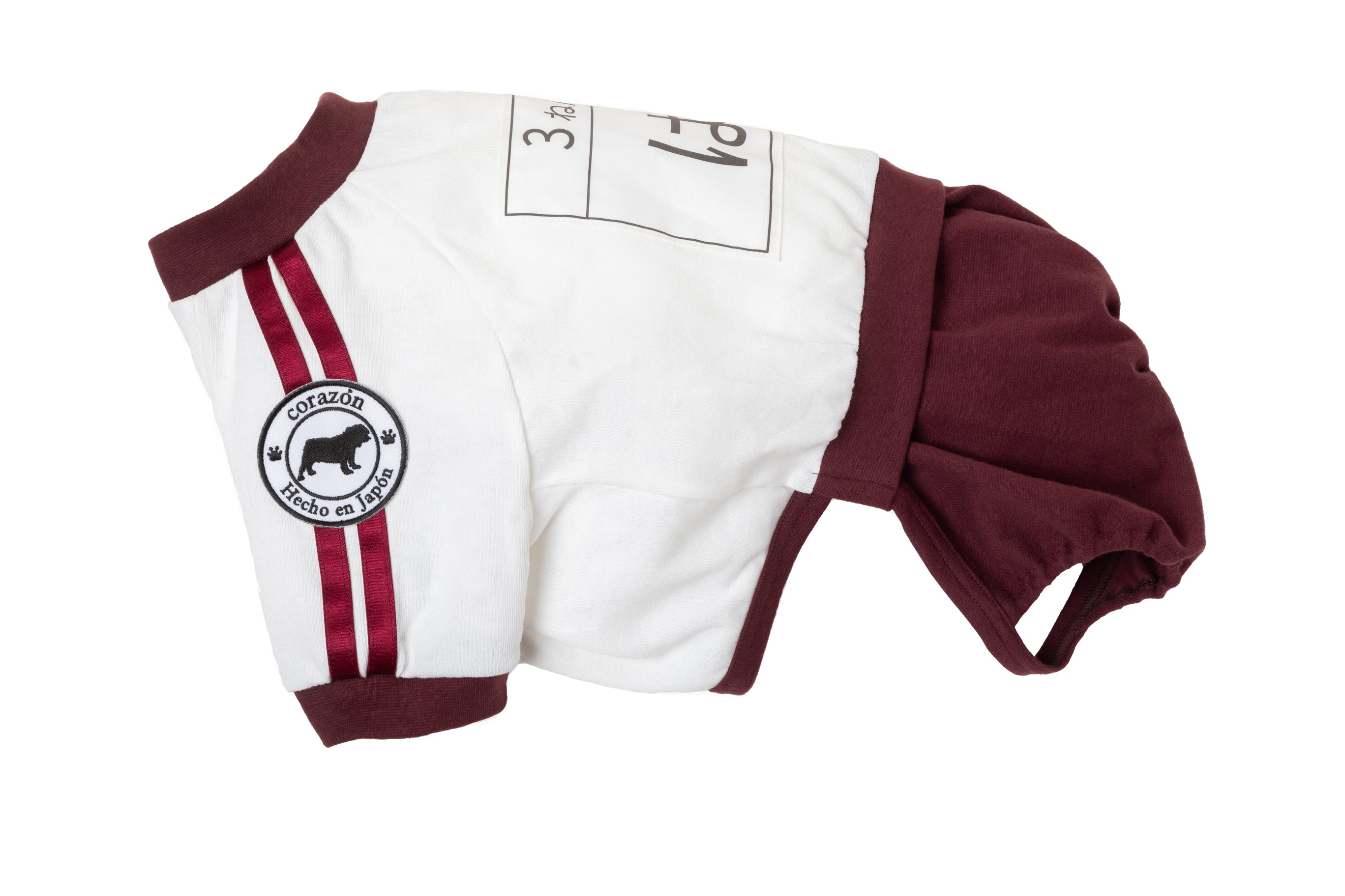 Tuta ginnica a bloomer "Bordeaux" con pettorina per Bulldog Francese/Bulldog - 100% cotone