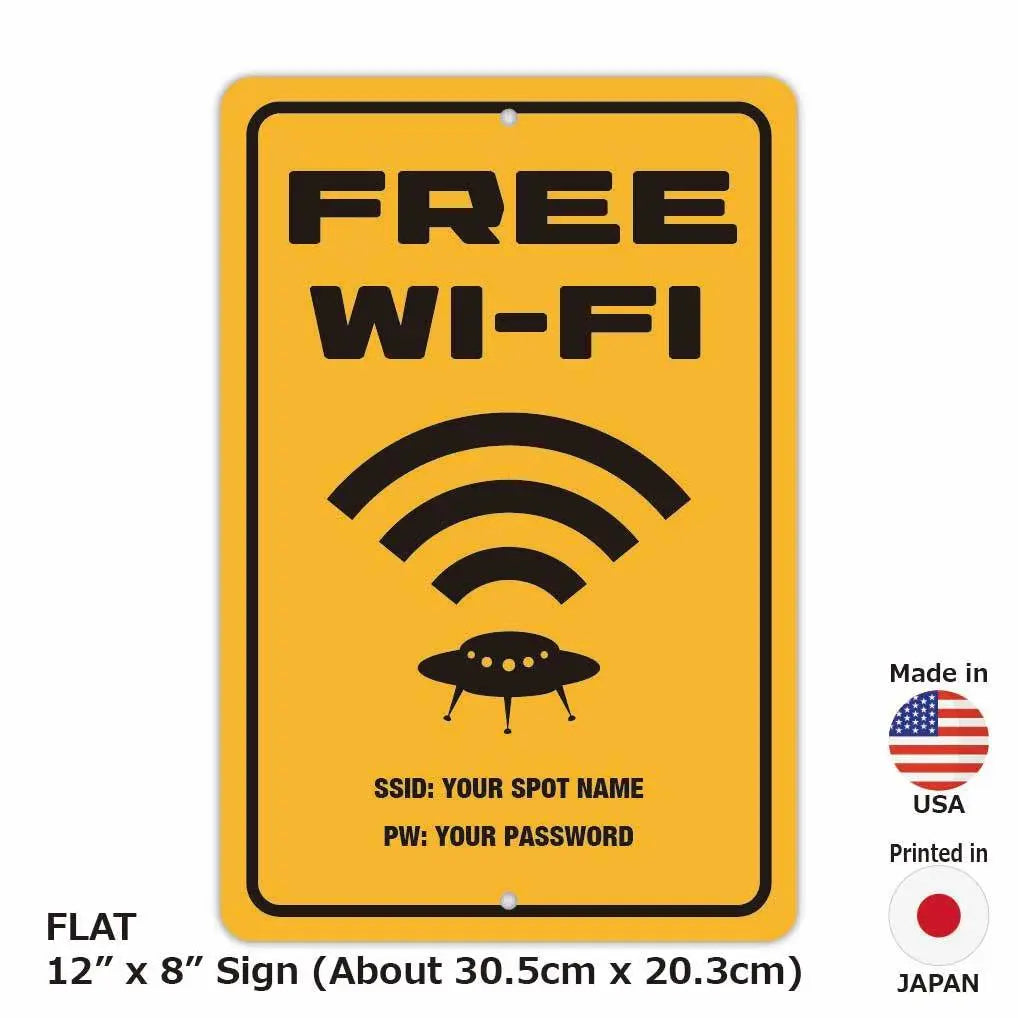 [Insegna rettangolare] Wi-Fi gratuito disponibile / Nome hotspot e password / Insegna originale americana (circa 20x30 cm)
