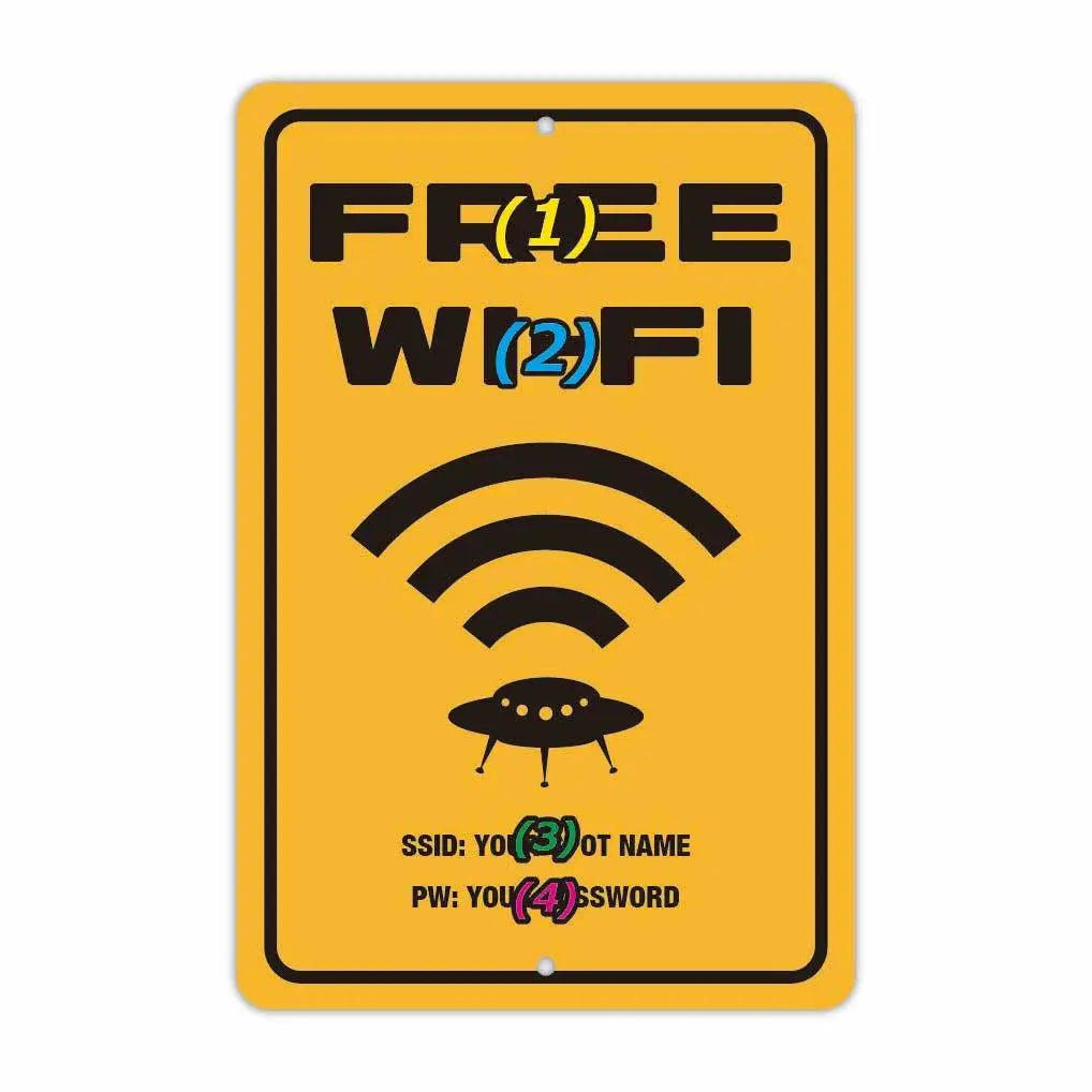 [Insegna rettangolare] Wi-Fi gratuito disponibile / Nome hotspot e password / Insegna originale americana (circa 20x30 cm)