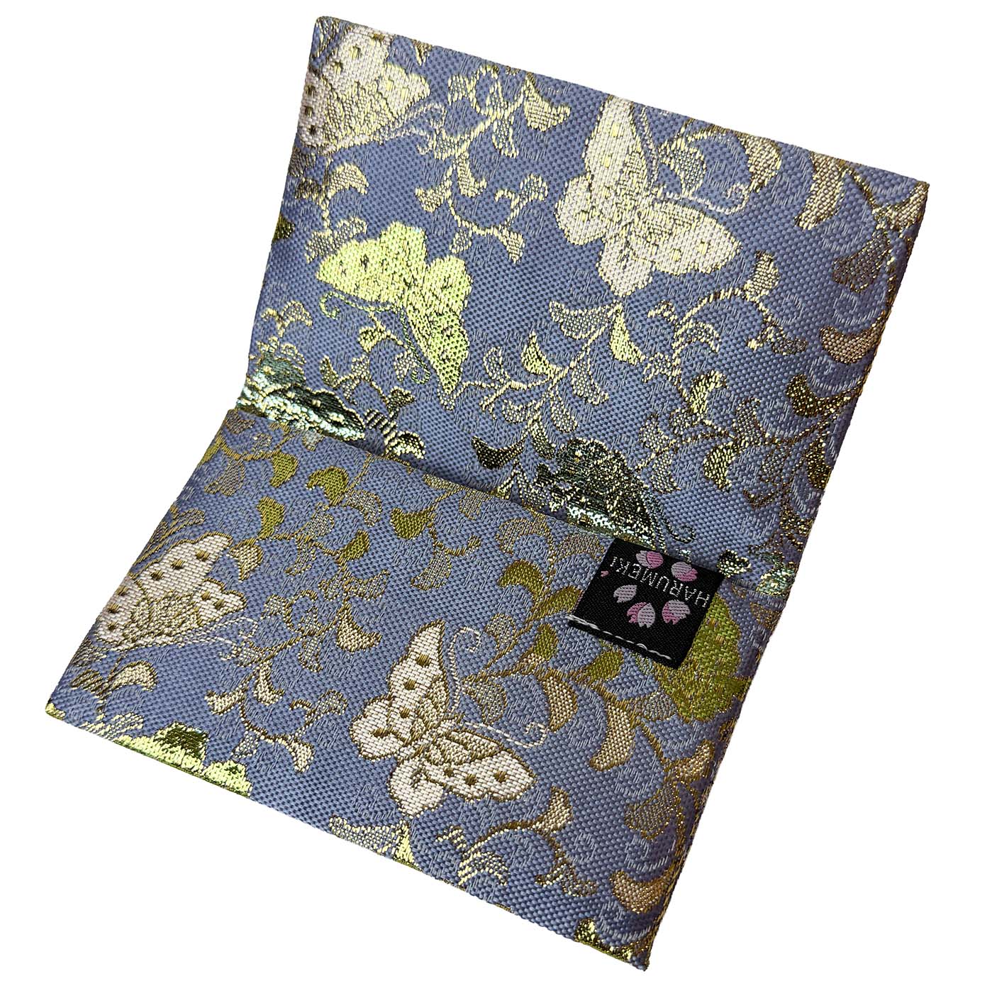 初対面の会話を彩り、ご縁を結ぶ。 【ヴィンテージ金襴】ひらりカードホルダー（名刺・ICカード入れ） 織言葉のストーリーを忍ばせる、スマートな名刺入れ