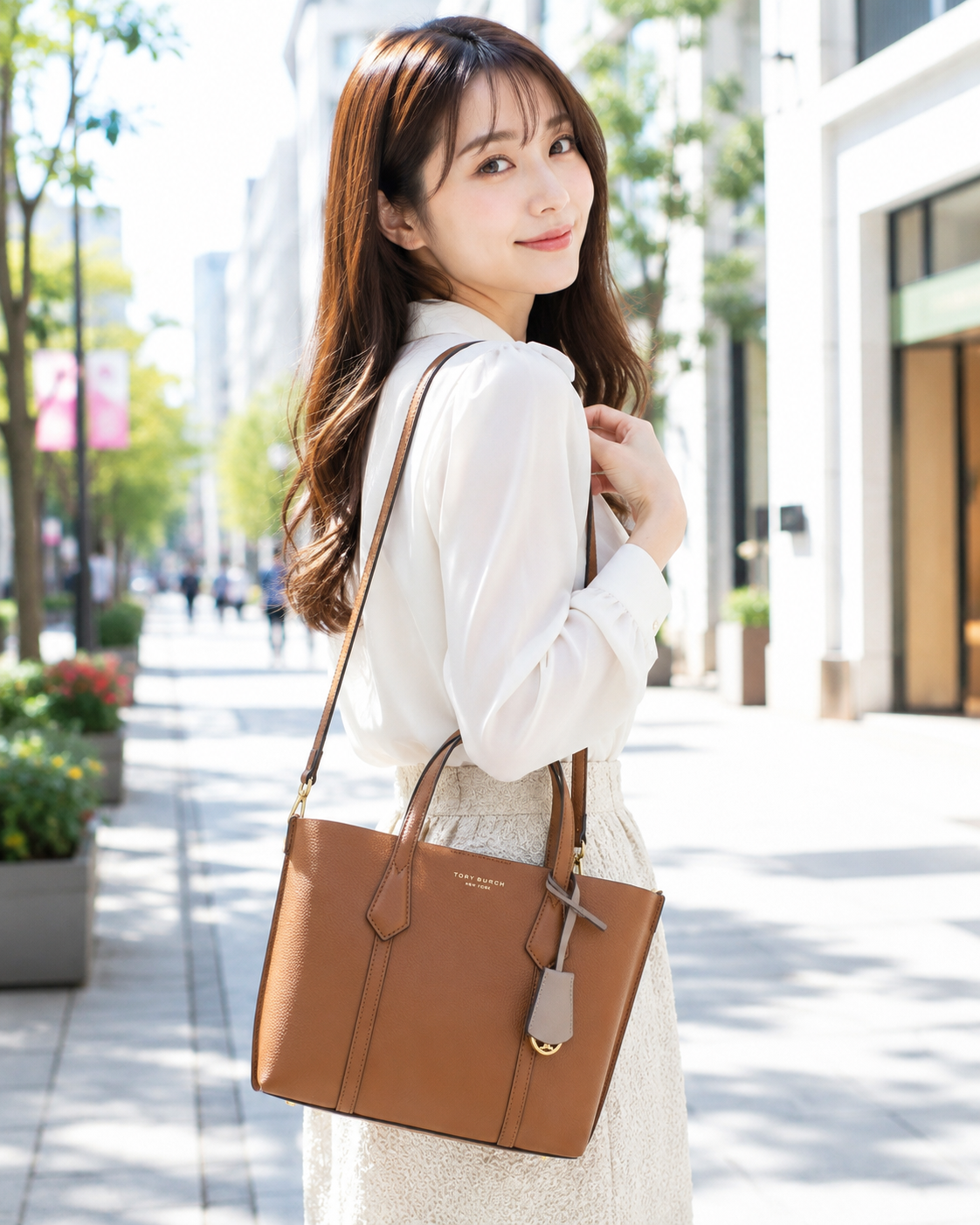 トリーバーチ TORY BURCH PERRY トートバッグ ブランド フォーマルバッグ81928　905LIGHT UMBER ブラウン系 bag-01
