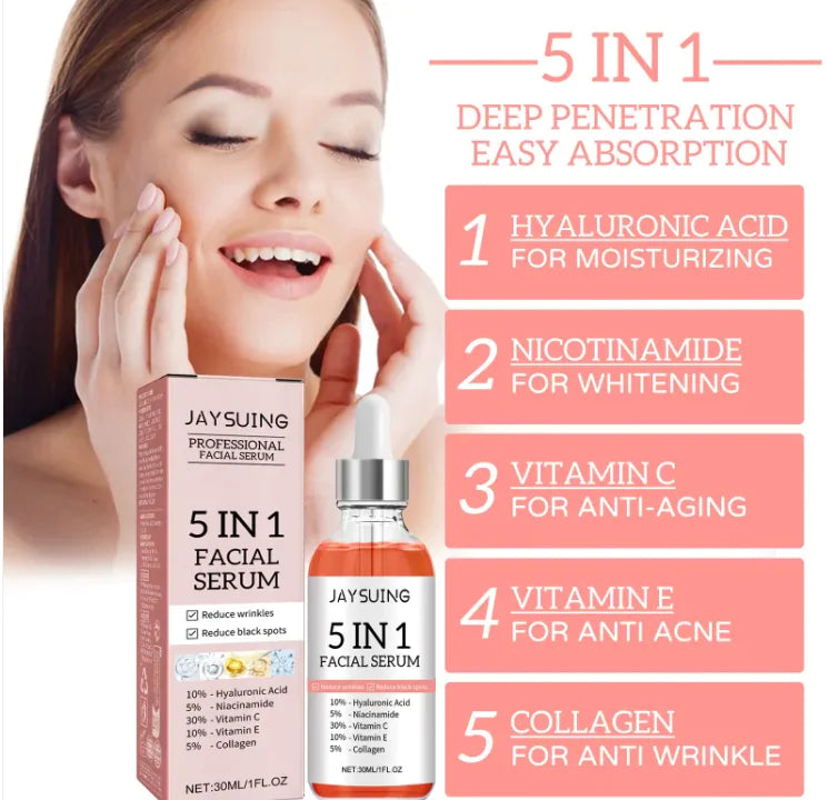 GlowBoost 5-in-1 Anti-Aging Serum | Niacinamide, Hyaluronic Acid & Collagen for Radiant Skin
