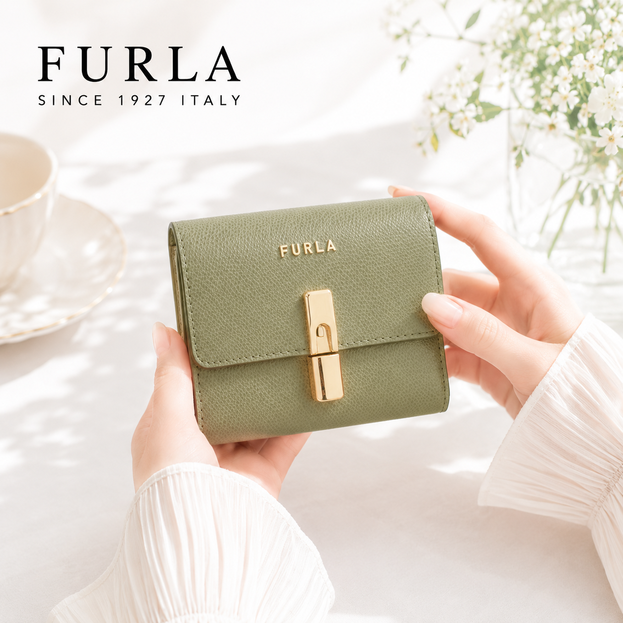 FURLA フルラ 三つ折り財布 小銭入付き WP00564 ARE000 4555Ｓ FURLA IRIDE S イリデ レディース グリーン