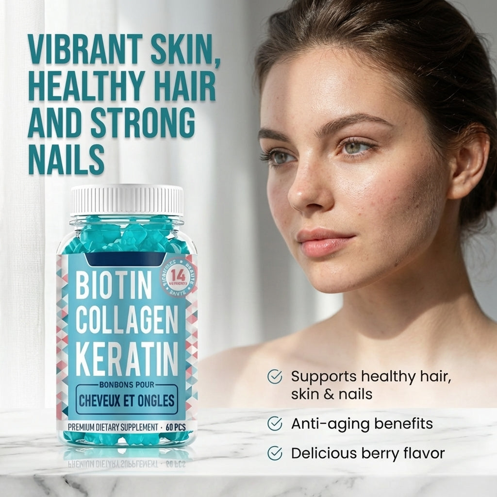 Biotin Collagen Gummies | 5000mcg + Hydrolyzed Collagen | Hair Nail Skin