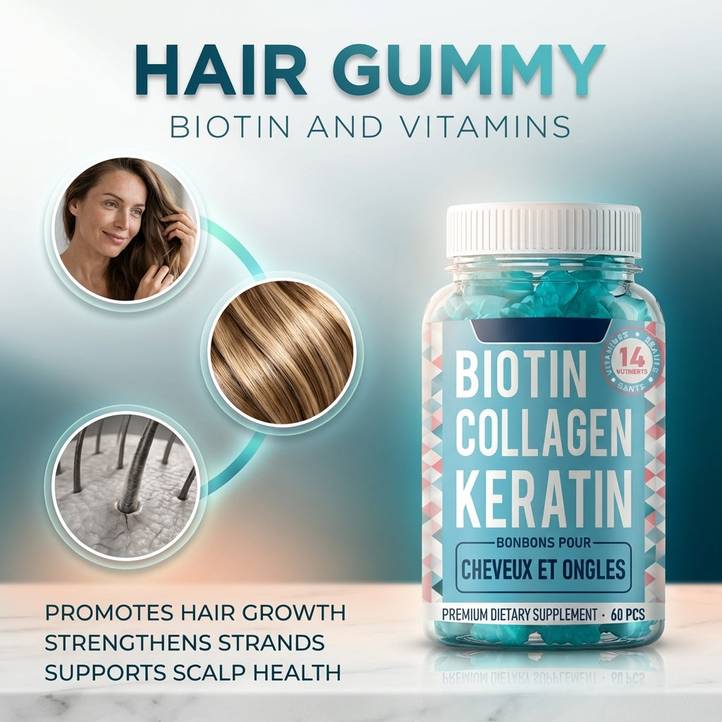 Biotin Collagen Gummies | 5000mcg + Hydrolyzed Collagen | Hair Nail Skin