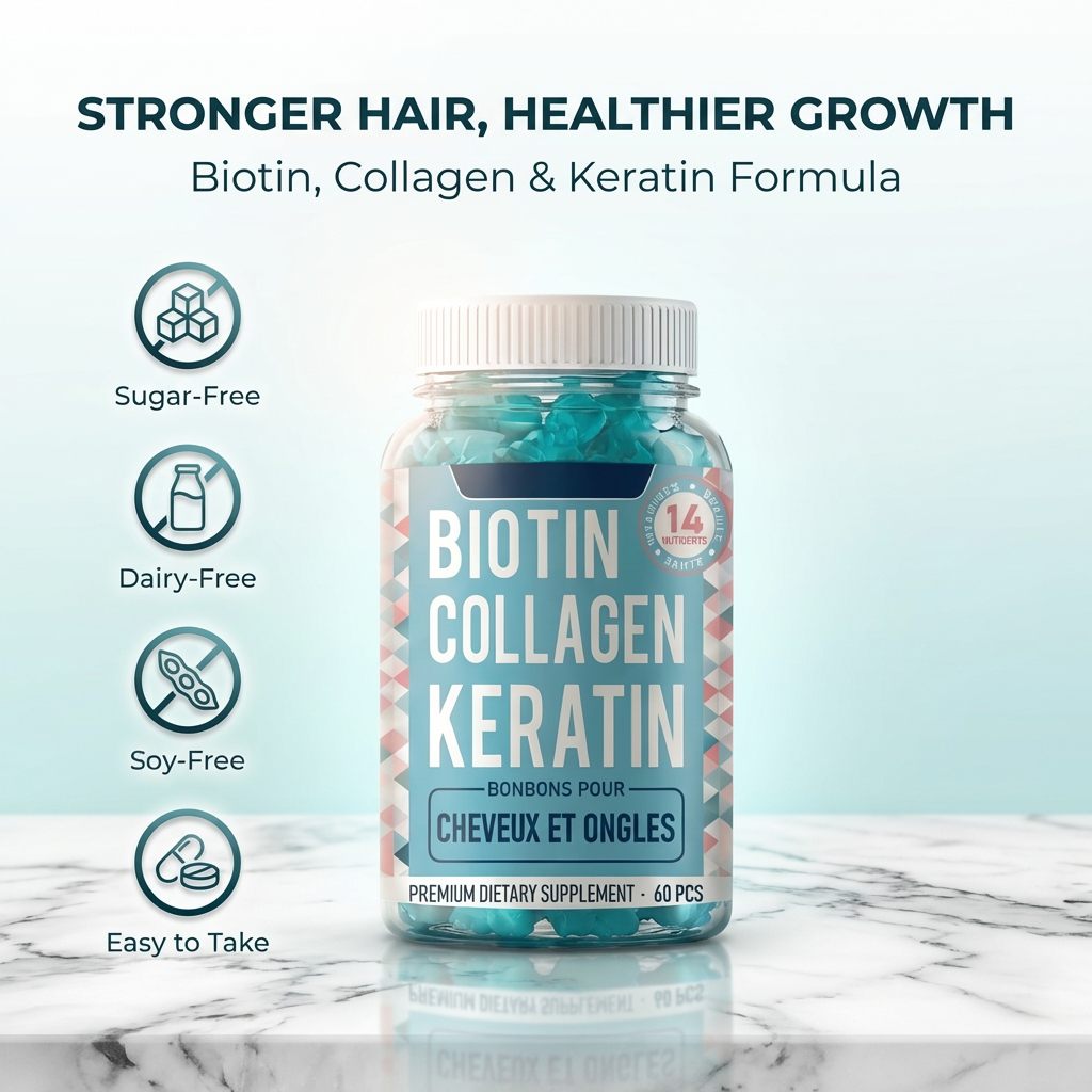 Biotin Collagen Gummies | 5000mcg + Hydrolyzed Collagen | Hair Nail Skin