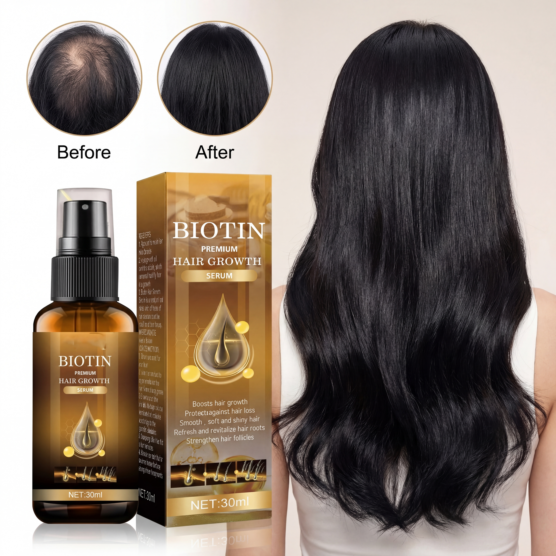 Biotin Hair Growth Spray | Castor Oil, Ginseng & Ginger Root Extract | 30ml