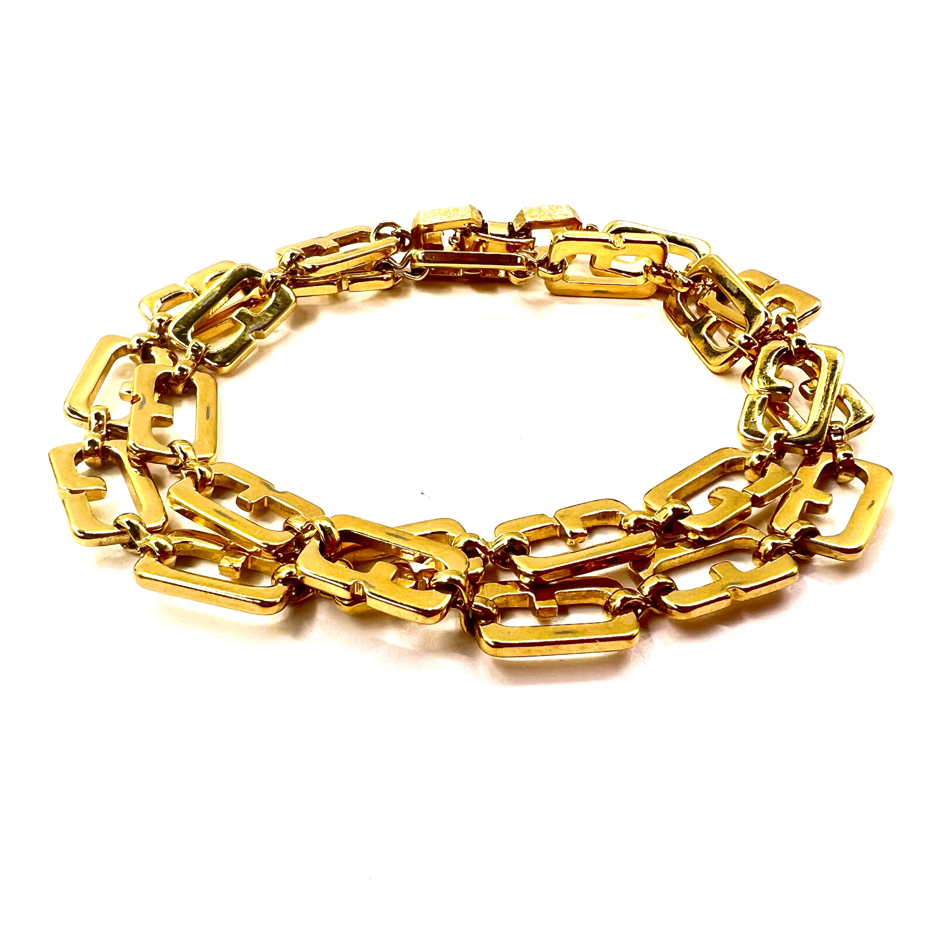 GIVENCHY 2WAY Choker Bracciale Collana Oro Logo Vintage Old
