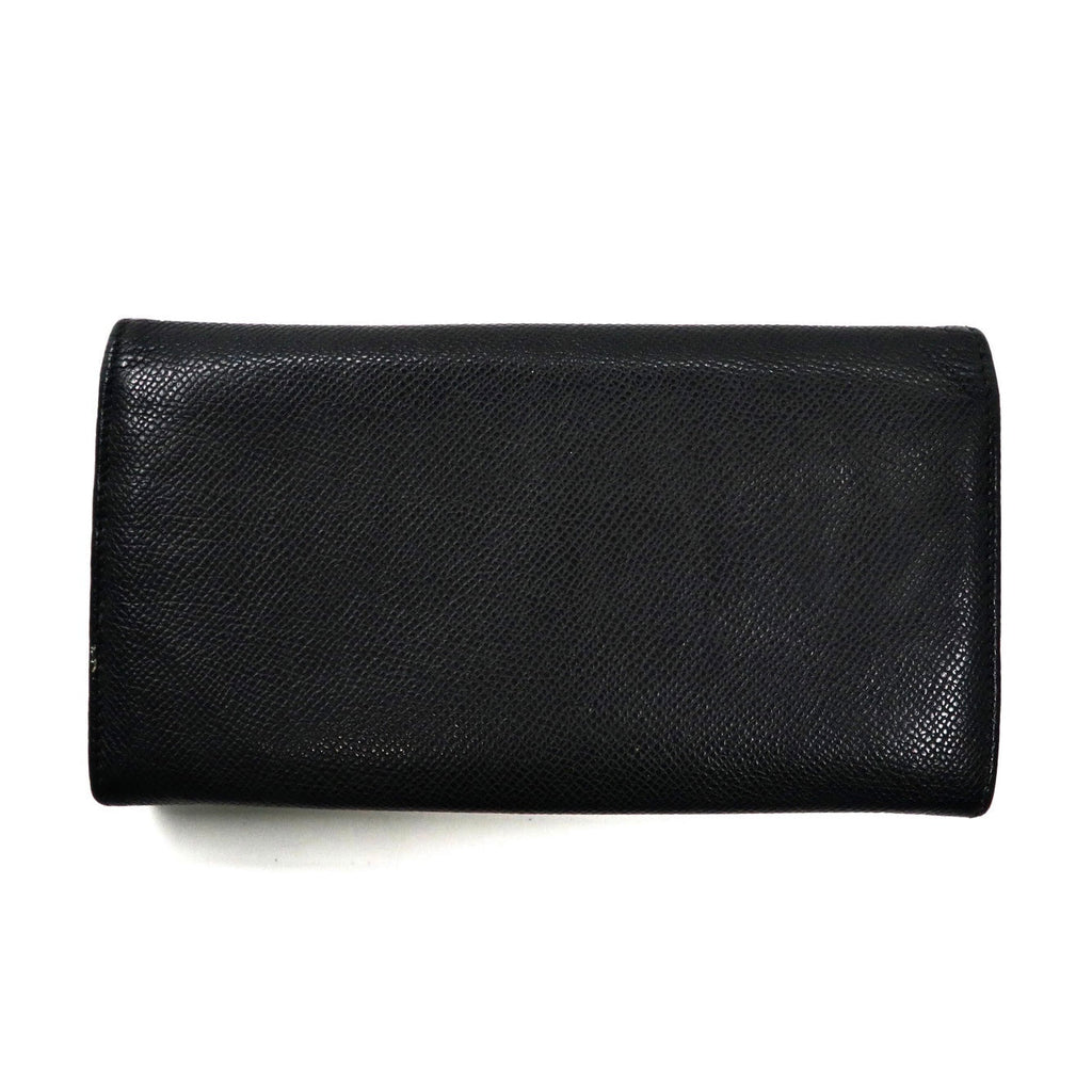 BVLGARI Portafoglio lungo nero, pelle goffrata, clip con logo Clip Large Wallet Made in Italy
