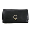 BVLGARI Portafoglio lungo nero, pelle goffrata, clip con logo Clip Large Wallet Made in Italy