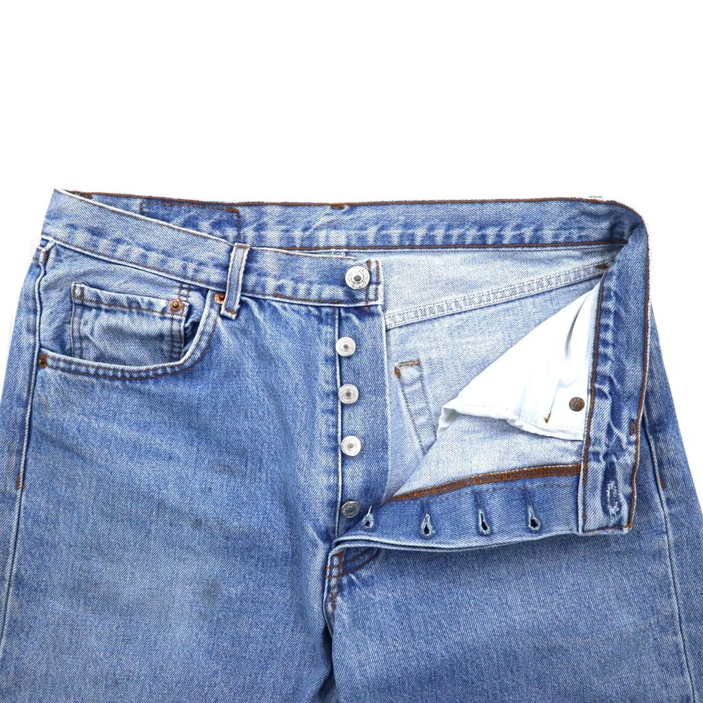 Levi's anni '90 USA 501 jeans in denim, taglia 32, blu, cotone, chiusura a bottoni, numero bottone 524, 501-0125