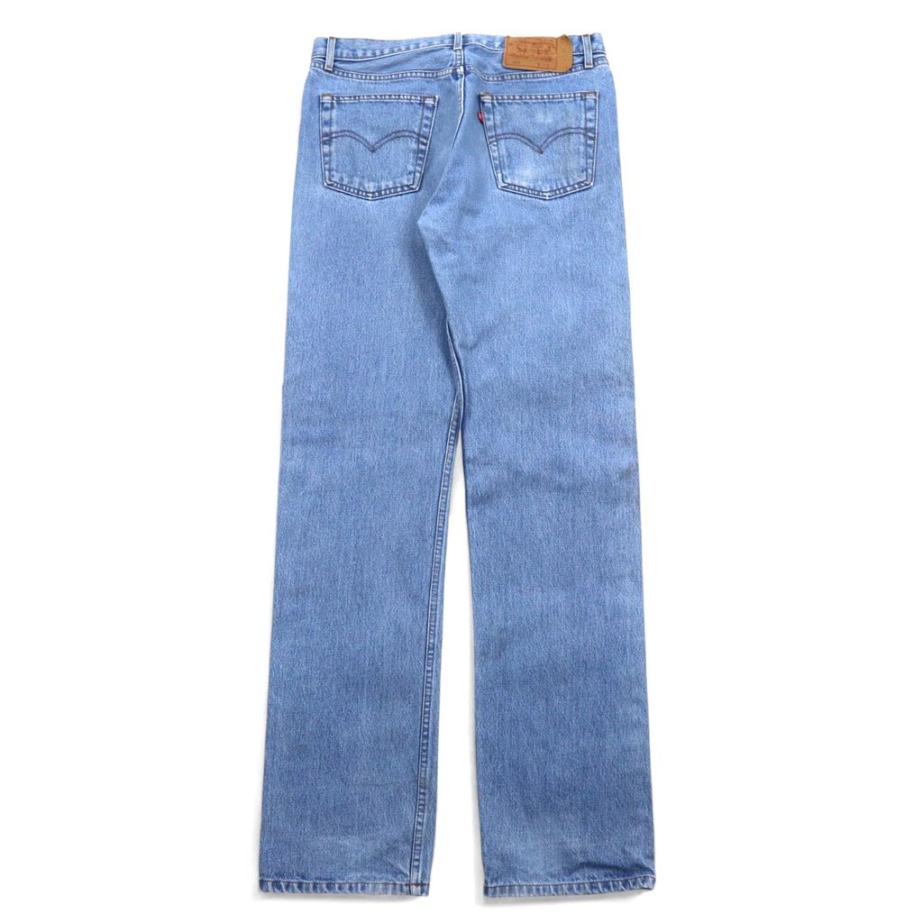Levi's anni '90 USA 501 jeans in denim, taglia 32, blu, cotone, chiusura a bottoni, numero bottone 524, 501-0125