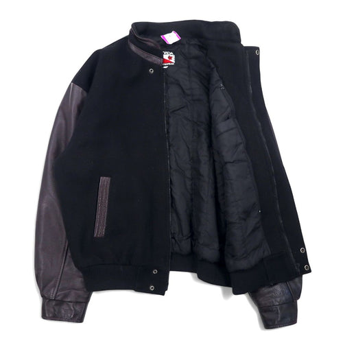 CANADA SPORTSWEAR Giacca College in Pelle Maniche in Pelle XL Nera Lana Pelle Ricamata PEACE HILLS