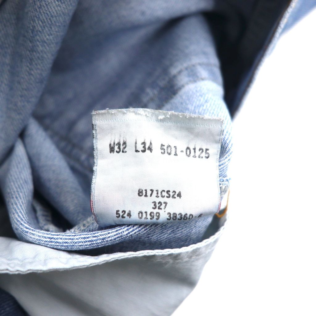 Levi's anni '90 USA 501 jeans in denim, taglia 32, blu, cotone, chiusura a bottoni, numero bottone 524, 501-0125