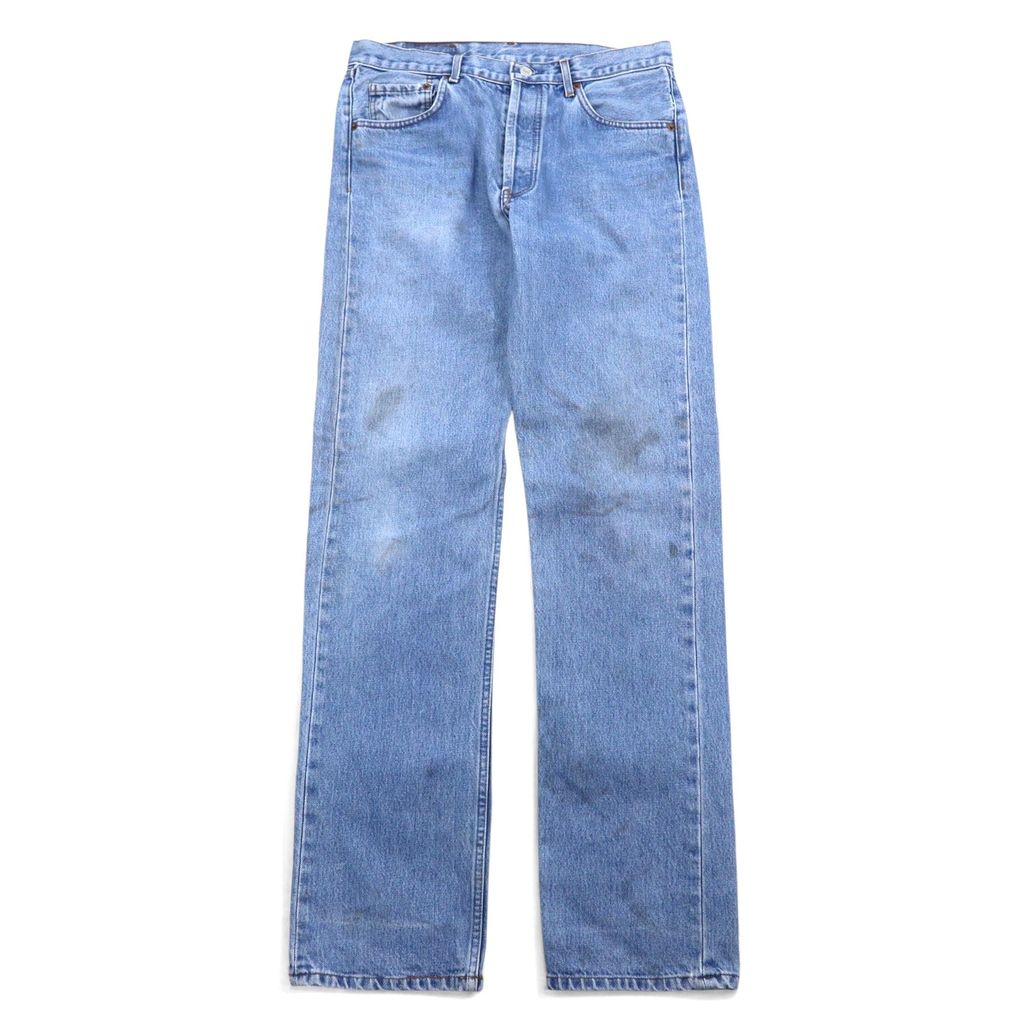 Levi's anni '90 USA 501 jeans in denim, taglia 32, blu, cotone, chiusura a bottoni, numero bottone 524, 501-0125