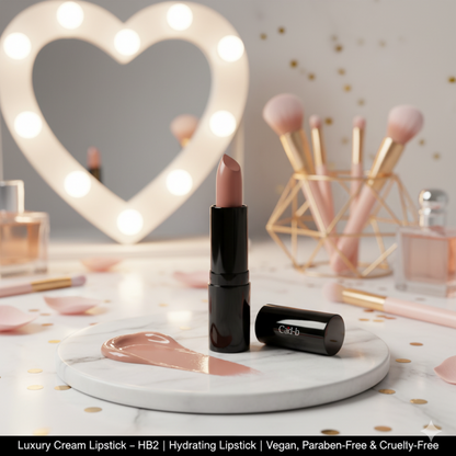 Luxury Cream Lipstick – Next to Nude – HB2 | Hydrating Nude Lipstick | Vegan, Paraben-Free & Cruelty-Free