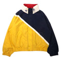TOMMY HILFIGER Giacca a vela anni '90 L Giallo Blu navy Nylon Cappuccio a scomparsa