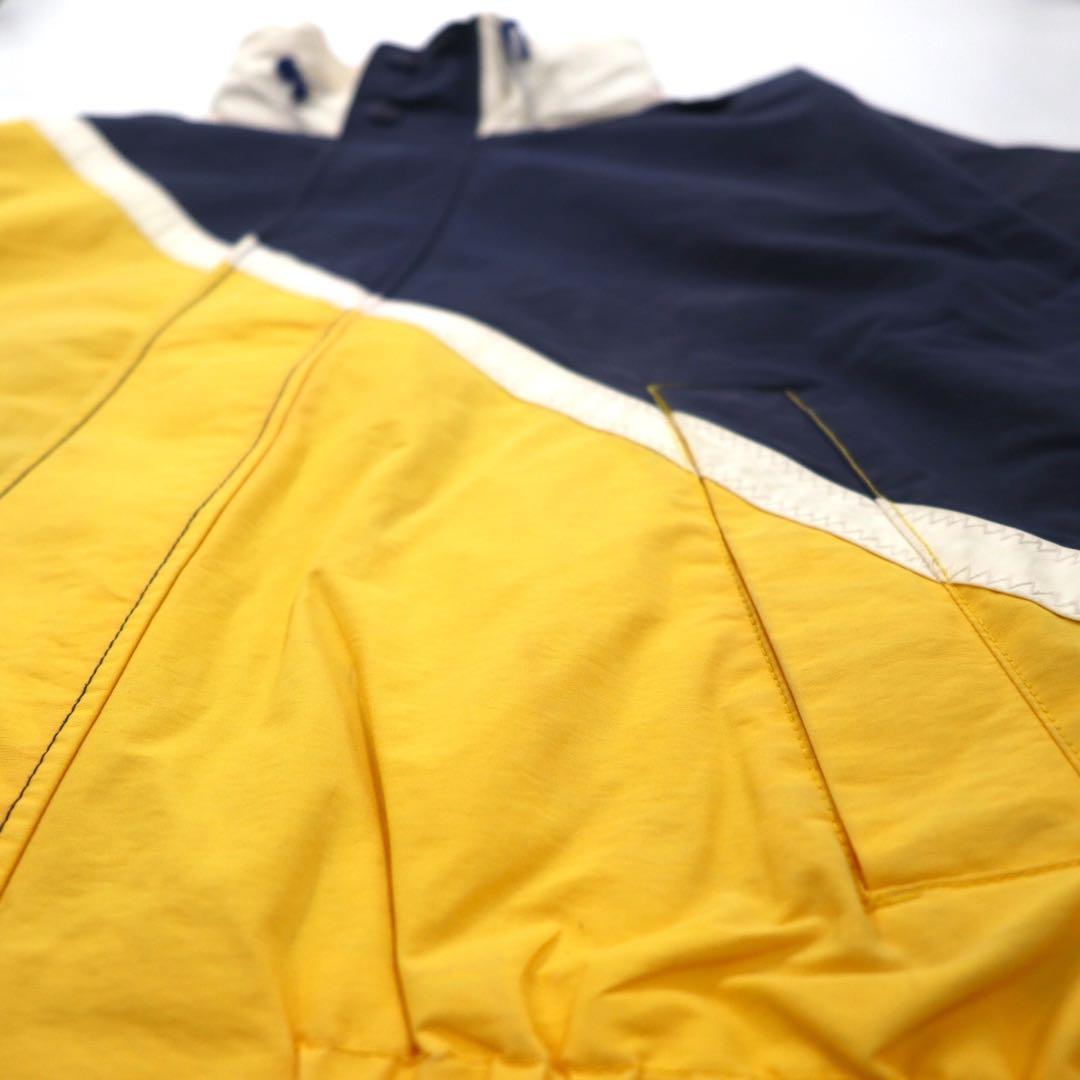TOMMY HILFIGER Giacca a vela anni '90 L Giallo Blu navy Nylon Cappuccio a scomparsa
