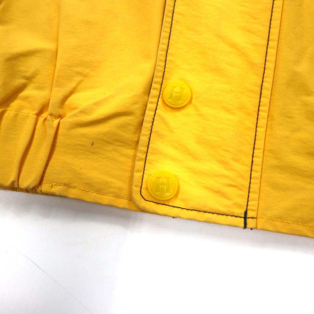 TOMMY HILFIGER Giacca a vela anni '90 L Giallo Blu navy Nylon Cappuccio a scomparsa