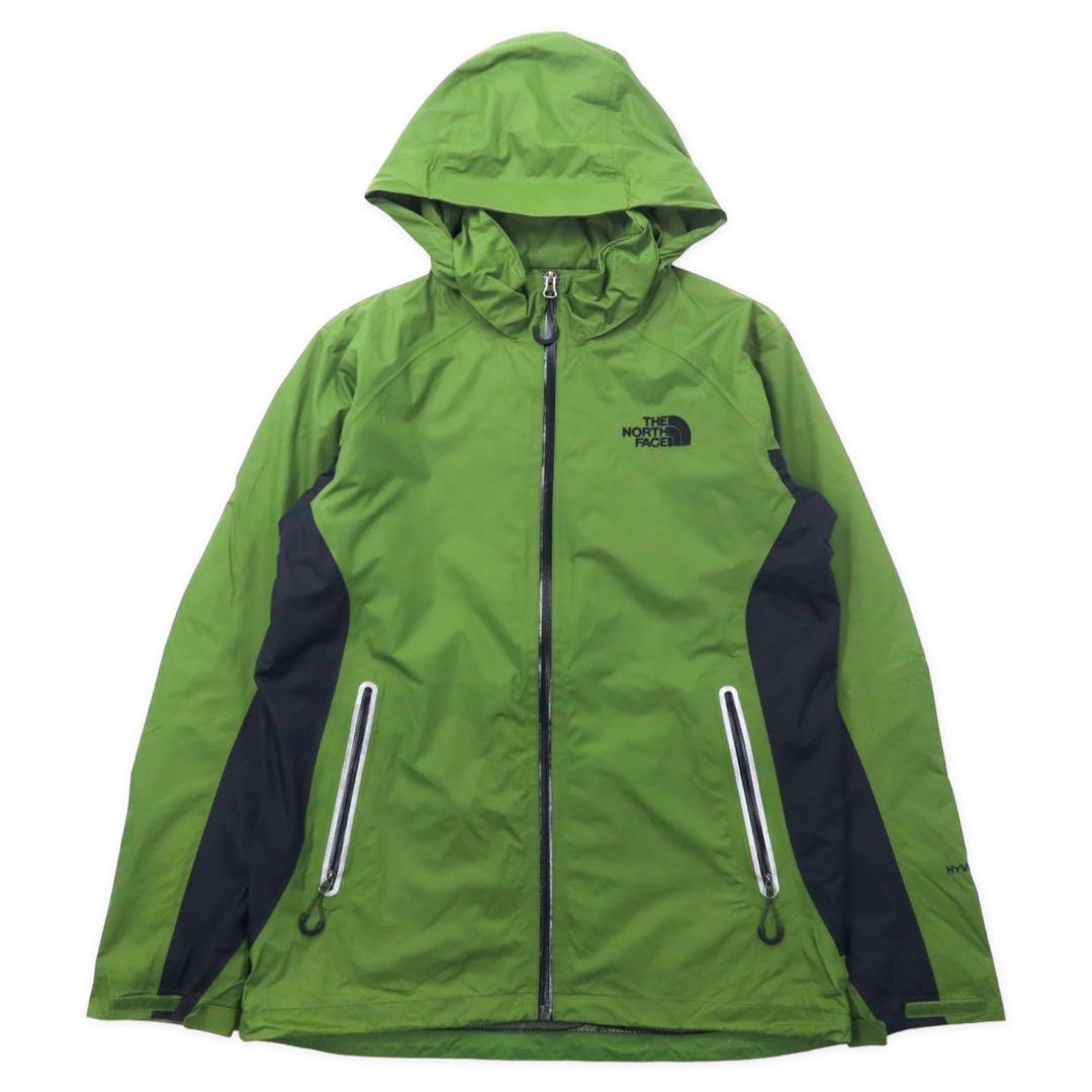 THE NORTH FACE ソフトシェルジャケット マウンテンパーカー M カーキ ナイロン 止水ジップ フード収納式 HYVENT 透湿 防水 ロゴ刺繍
