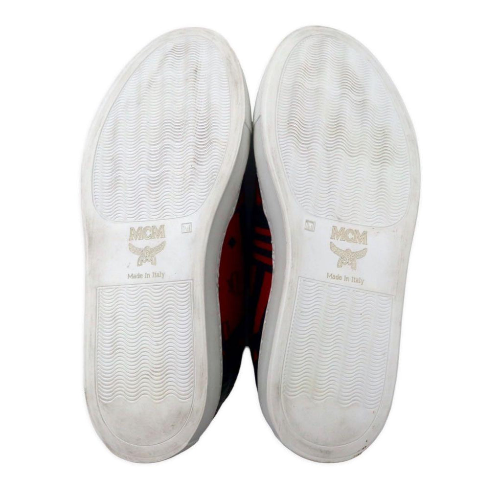 MCM Scarpe da ginnastica slip-on in pelle 23cm rosse con logo monogramma Visetos made in Italy