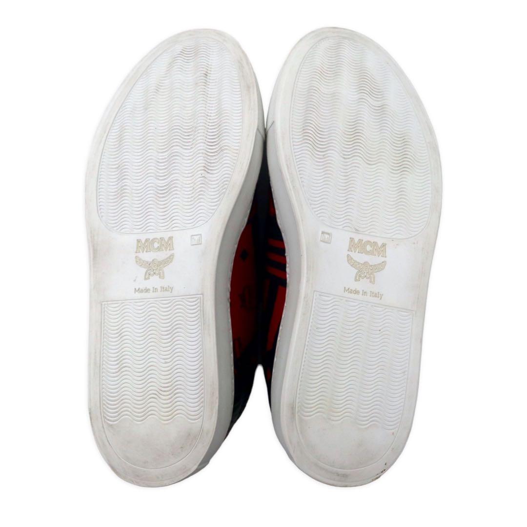 MCM Scarpe da ginnastica slip-on in pelle 23cm rosse con logo monogramma Visetos made in Italy