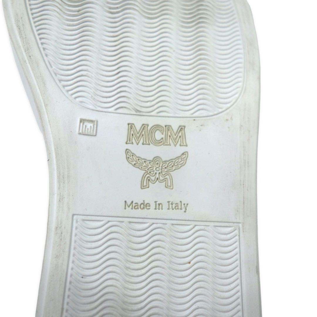 MCM Scarpe da ginnastica slip-on in pelle 23cm rosse con logo monogramma Visetos made in Italy