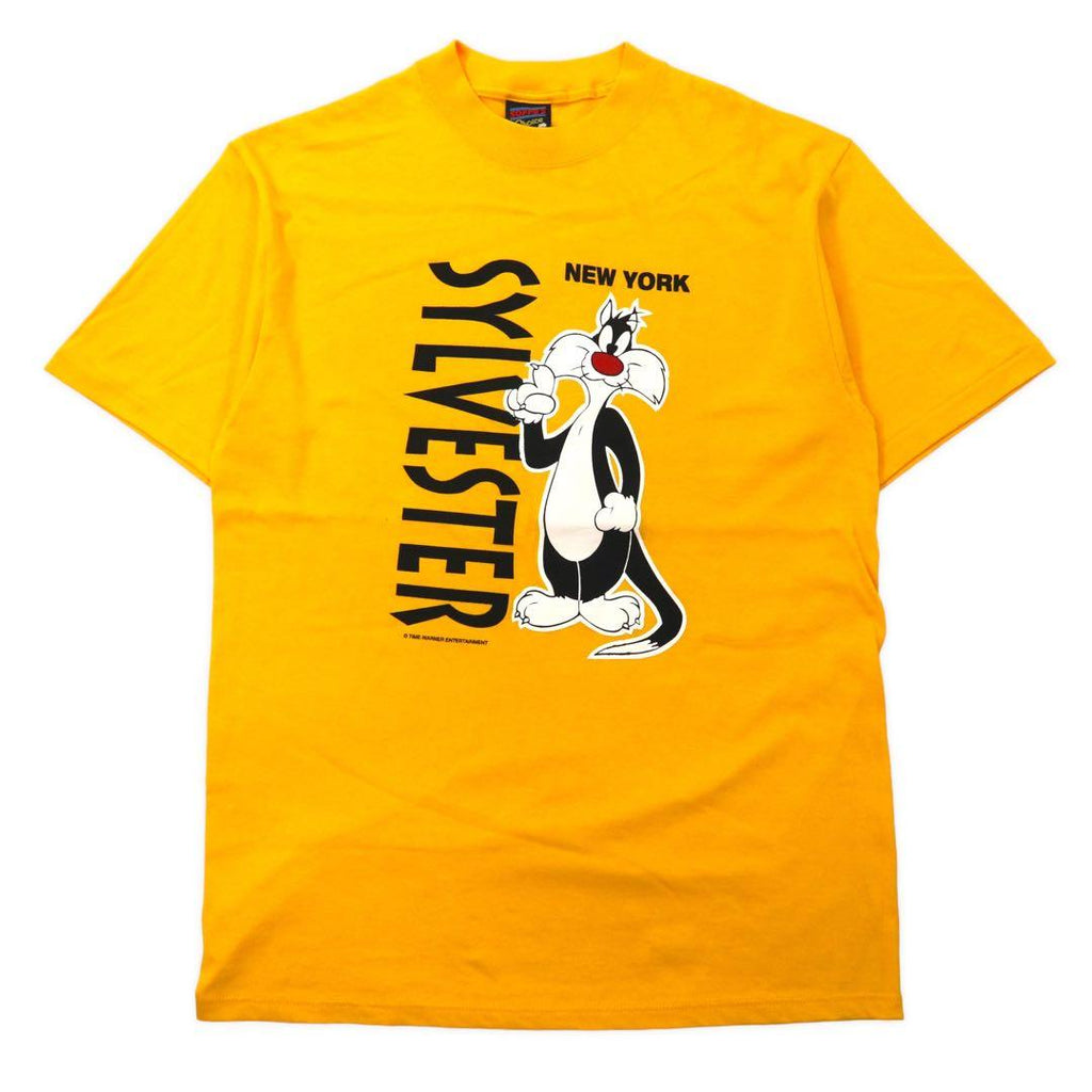 T-shirt con stampa di personaggi SOFFE'S USA anni '90 L, giallo, cotone, TIME-WARNER ENTERTAINMENT, Silvestro il Gatto, LOONEY TUNES, taglia grande