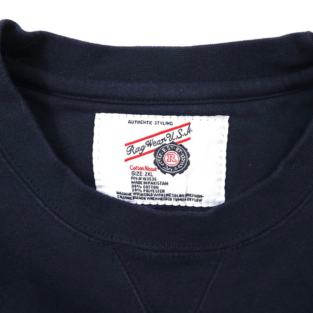 Rag Wear U.S.A. Felpa stampata oversize XXL blu navy cotone BIG COTTON felpato, cotone pakistano, Key West FLORIDA, scollo a V, made in Pakistan