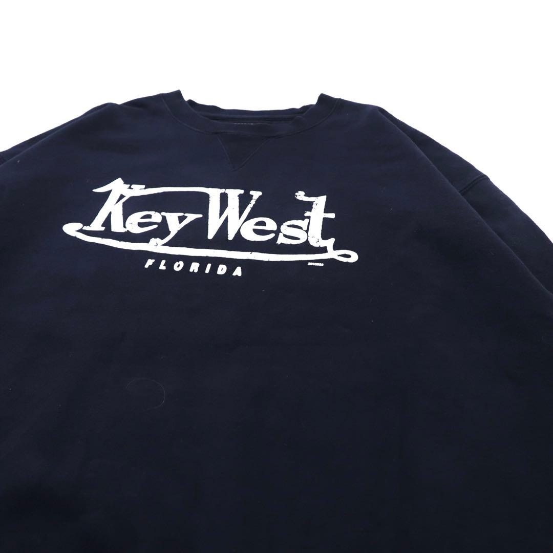 Rag Wear U.S.A. Felpa stampata oversize XXL blu navy cotone BIG COTTON felpato, cotone pakistano, Key West FLORIDA, scollo a V, made in Pakistan