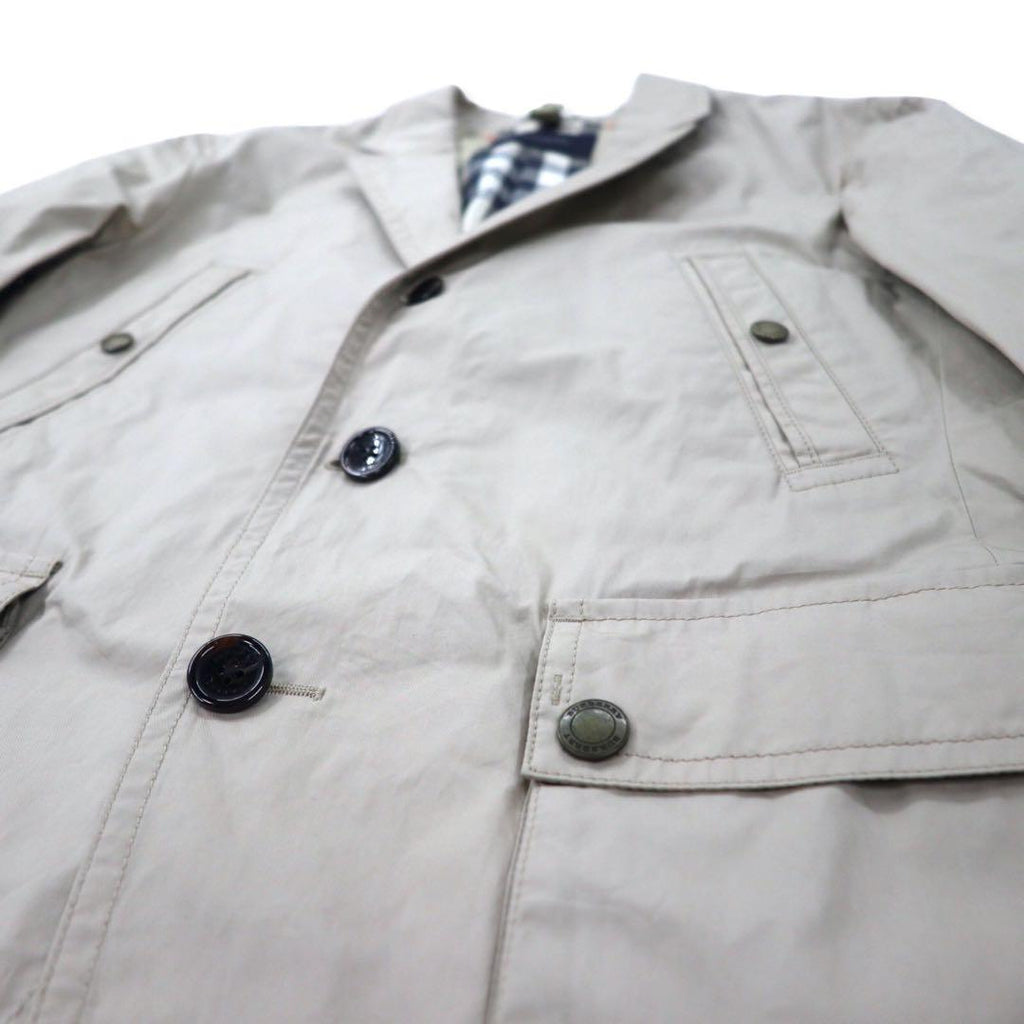 BURBERRY 3B テーラードジャケット 裏地ノバチェック M ベージュ コットン アクリルコーティング 撥水