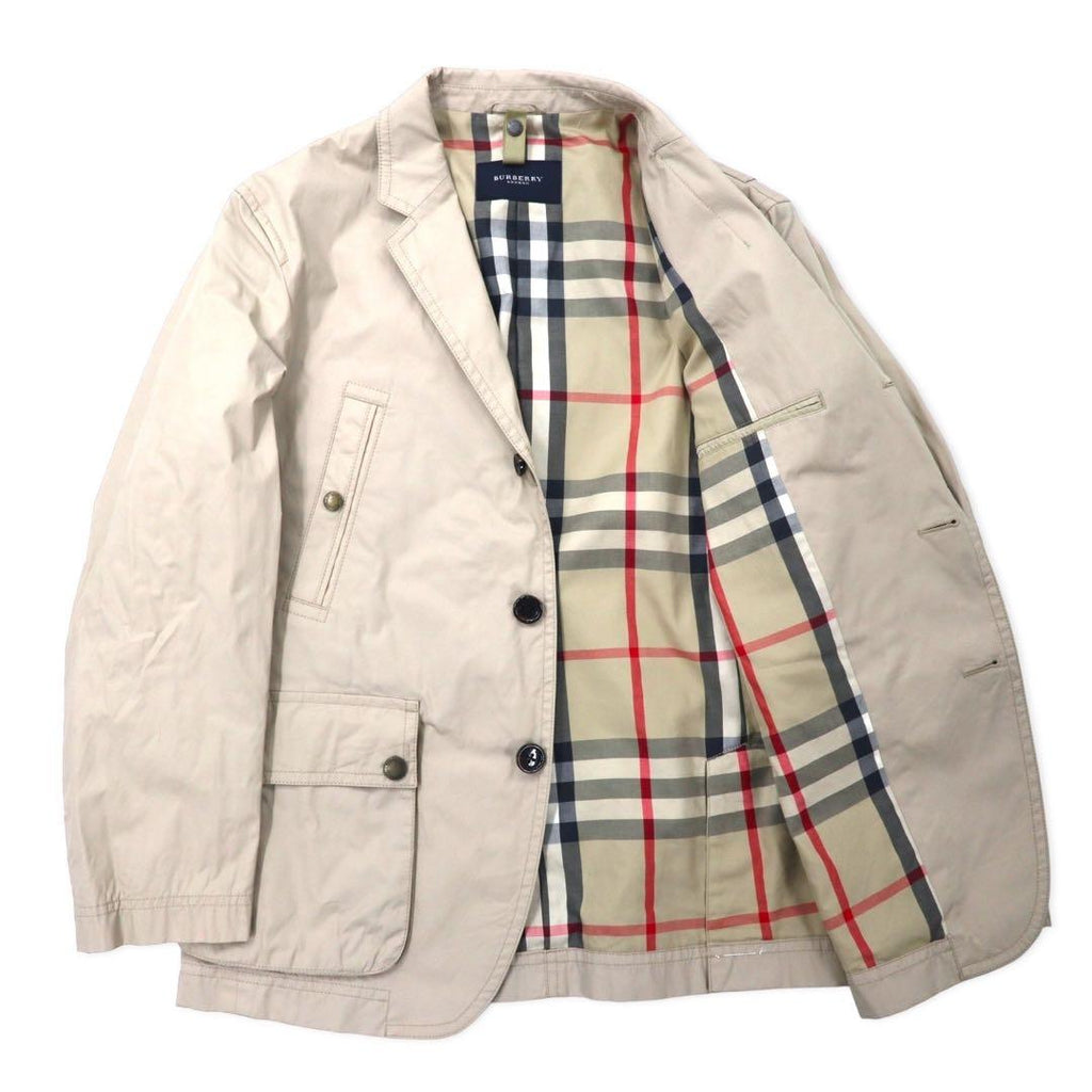 BURBERRY 3B テーラードジャケット 裏地ノバチェック M ベージュ コットン アクリルコーティング 撥水