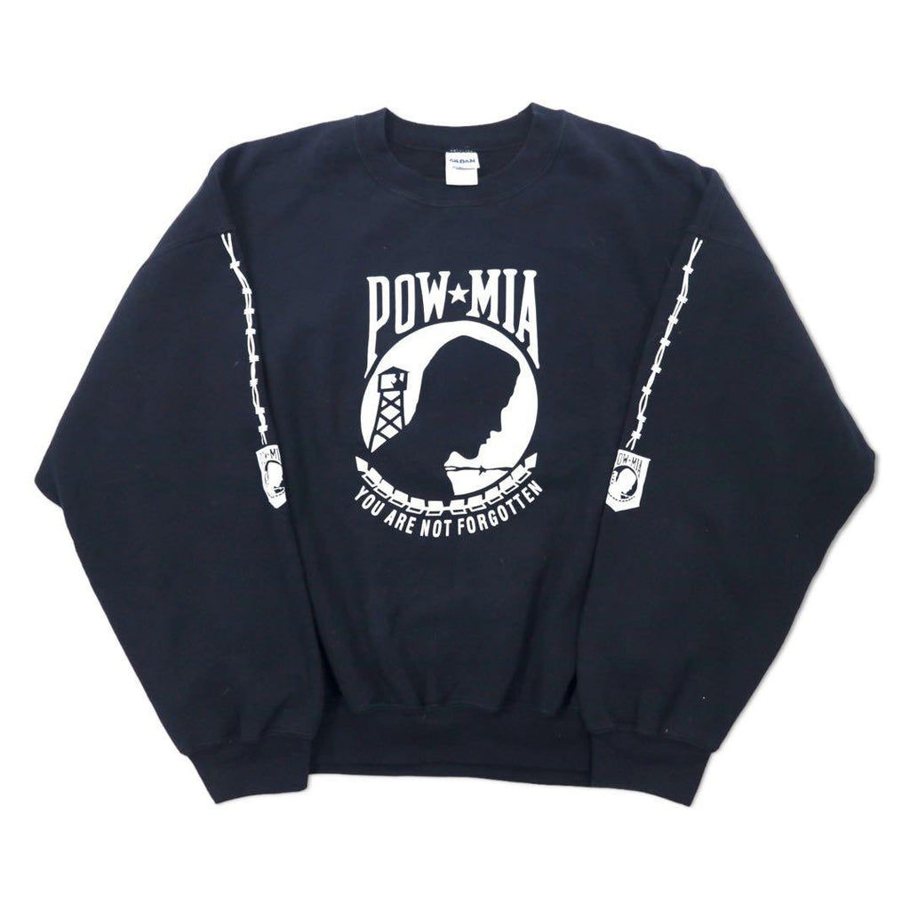 Felpa stampata GILDAN 2XL nera cotone felpato stampa fronte-retro POW MIA Guerra del Vietnam