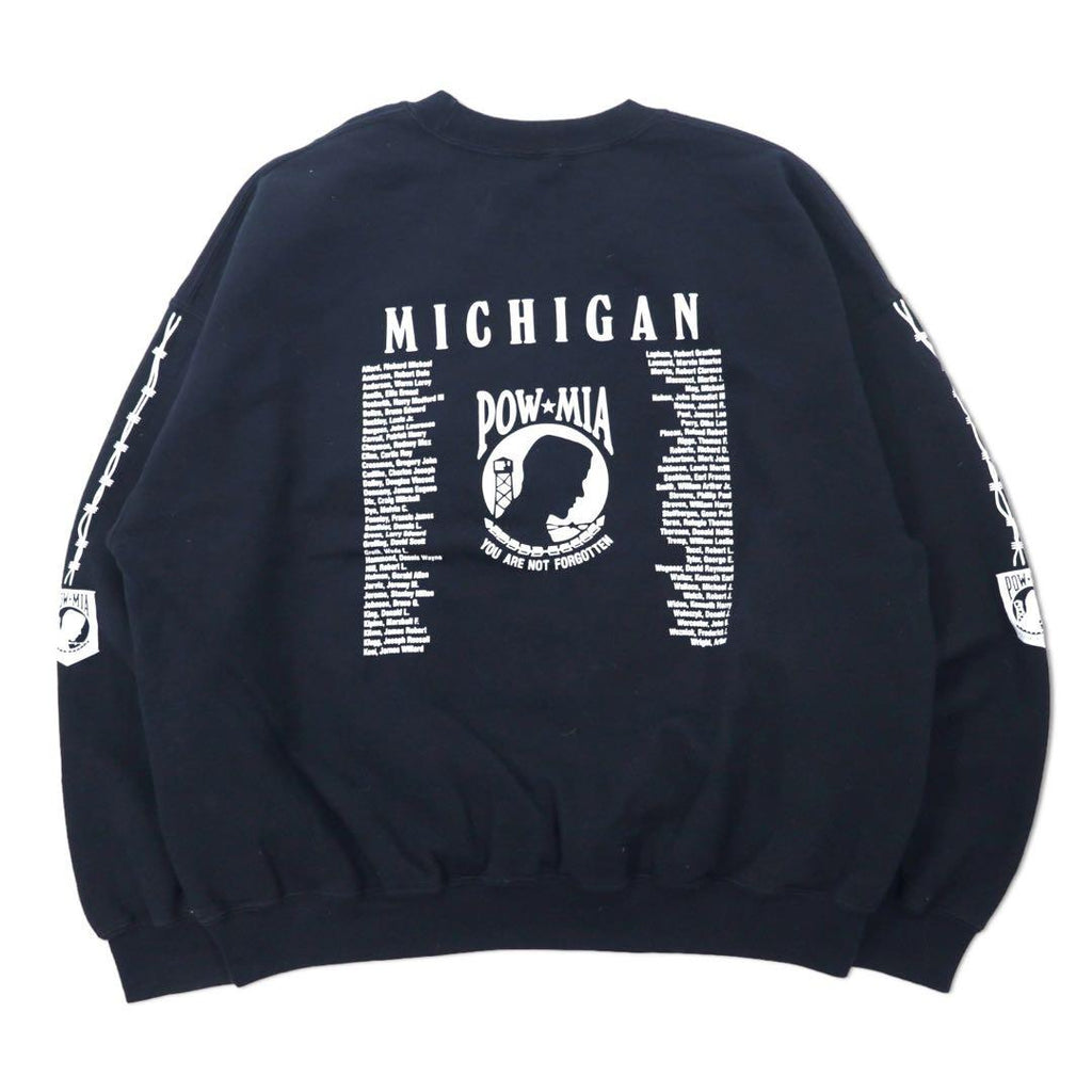 Felpa stampata GILDAN 2XL nera cotone felpato stampa fronte-retro POW MIA Guerra del Vietnam