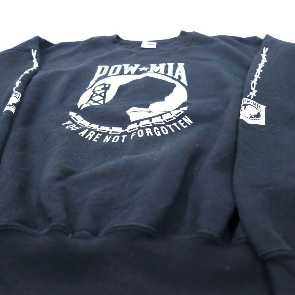 Felpa stampata GILDAN 2XL nera cotone felpato stampa fronte-retro POW MIA Guerra del Vietnam
