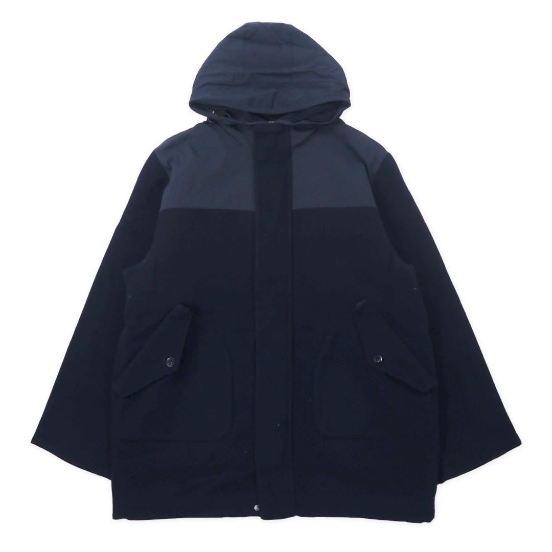 NAUTICA Soprabito misto con cappuccio ripiegabile in lana, doppie cerniere, taglia XL, colore blu navy.