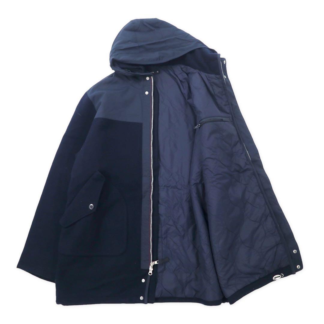 NAUTICA Soprabito misto con cappuccio ripiegabile in lana, doppie cerniere, taglia XL, colore blu navy.